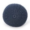 Bordeaux - Knitted Cotton Round Pouf Ottoman And Floor Cushion - Navy Blue - Image 6