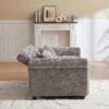 3 In 1 Loveseat Sofa Bed Chenille Fabric Pull Out Couch Sleeper Full Back Frame, Seat Frame, Armrests & 2 Pillows - Light Gray - Image 14