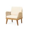 Hueber - Outdoor And Rope 4 Seater Chat Set With Cushions - Teak - Image 13