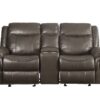 Lydia - Leather Aire Motion Loveseat With USB Console - Brown - Image 3