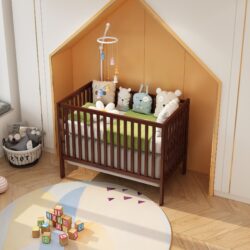 Crib 5 In 1 Convertible, Converts From Baby Crib To Toddler Bed, Fits Standard Full Size Crib Mattress - Espresso