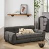 Modern Dark Pet Sofa With Backrest And Armrests Linen Fabric, For Small And Medium Dogs - Dark Gray - Image 7