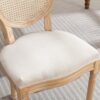French Style Solid Wood Frame Antique Painting Linen Fabric Rattan Back Dining Chair (Set of 2) - Cream / Beige - Image 9