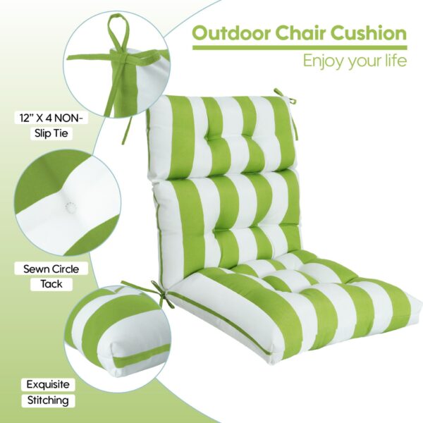 2 Piece High Back Chair Cushion Set, Tufted Patio Or Rocking Chair Cushions For Garden Or Porch - Kiwi / White