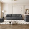 3 Piece Living Room Set Modular L Shaped Sectional Couch Upholstered, 3 Seater Sofa & Armchair & Movable Ottoman 5 Seat - Gray - Image 8