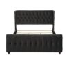 David - King Tufted Wingback Bed - Dark Charcoal Gray - Image 2