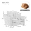 Modern Chenille Oversized Armchair, Chair And A Half, Single Sofa For Bedroom, Living Room, Wide - Light Gray - Image 2