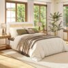 Haley - Queen Upholstered Cane Back Platform Bed - Antique White - Image 11