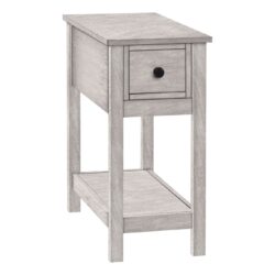 Accent End Table, 2 Tier, Narrow, Lamp, Storage Drawer, Transitional - Gray Wash