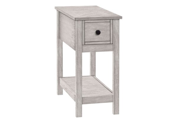 Accent End Table, 2 Tier, Narrow, Lamp, Storage Drawer, Transitional - Gray Wash
