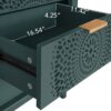 Hollow Carved 3 Drawer Dresser With Metal Handles, Storage Chest For Living Room Or Bedroom - Blackish Green - Image 5