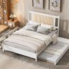 Queen Size Platform Bed With 2 Big Drawers Twin Size Trundle - White - Image 12