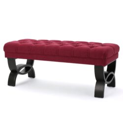 Hilton - Ottoman Bench With Button Tufting And Half - Circle Legs - Red