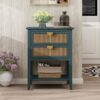 2 Drawer Side Table - Natural Rattan - End Table - Suitable For Bedroom, Living Room, Or Study - Green - Image 2
