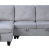 Nova - Velvet Reversible Sleeper Sectional Sofa With Storage Chaise - Light Gray - Image 2