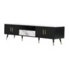 Modern TV Stand With 2 Cabinets & Open Compartments, Entertainment Center For Tvs Up To 80'', Television Console For Living Room - White / Black - Image 14