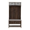 Hall Tree With 6 Hooks And Hinged Lid, Coat Hanger, Entryway Bench, Storage Bench, 3 In 1 Design, For Entrance, Hallway - Brown - Image 9