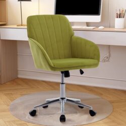 Adjustable Office Chair, Home Bedroom, Ergonomic Swivel Chair, Backrest Seat, Comfortable For Long Sitting - Pale Green