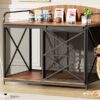 Heavy Duty Large Dog Crate Furniture For Large Medium Dog, Farmhouse Wooden Dog Kennel Indoor End Table, Decorative Pet House For Large Dogs - Brown - Image 4