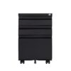Contemporary 3 Drawer Mobile Filing Cabinet With Lock, Metal Office Storage For Legal / Letter Size - Black - Image 19