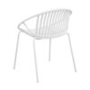 Modern Outdoor 7 Piece Dining Set With Stackable Chairs - Teak / Black / White - Image 14