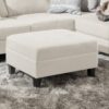 Ottoman With Birch Wood Legs And Cushioned Top For Comfort - Ivory - Image 2