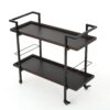Modern Industrial Bar Cart With Shelving And Rolling Casters - Walnut - Image 10