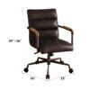 Harith - Antique Top Grain Leather Office Chair - Slate - Image 6