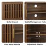 TV Stand With 2 Grille Door Cabinets And Adjustable Storage Rack, Suitable For Medieval Modern TV Cabinets, Entertainment Center With Storage Space - Walnut Wood - Image 6