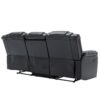 3 Seater Home Theater Recliner Manual Recliner Chair With Two Built-In Cup Holders For Living Room - Black - Image 11