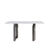 63" Modern Artificial Stone White Straight Edge Black Metal Leg Dining Table - White / Black - Image 3