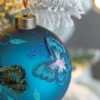 Christmas Ball Ornaments, Glass Decorative Hanging Ball Christmas Tree Ornaments For Holiday Party Decorations (Set of 6) - Blue - Image 3
