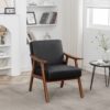 Accent Chair, Classic, Mid Century Modern For Extra Seating - Black - Image 5