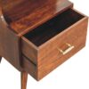 T Bar Raised Back Bedside Table - Chestnut - Image 6