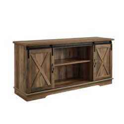 Farmhouse Sliding X Barn Door 58" TV Stand For 65" TVs - Rustic Oak