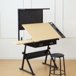 Drafting Table With Metal Perforated Board Pannel - Black / Brown