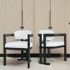 Stylish Indoor Upholstered Wood Dining Chair (Set of 2) With Rubberwood Frame - White / Black - Image 4