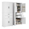 Elegant Multi Functional Storage Cabinet With Slide Rail Drawers, Adjustable Shelves - White - Image 5