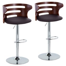 Cosi - Mid-Century Modern Adjustable Barstool With Swivel (Set of 2) - Walnut / Brown
