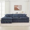 Cloud Sectional Sofa Upholstered Sofa Couch With Double-Layer Cushion And Side Pockets - Blue - Image 5