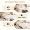 Queen Pull Out Sofa Bed, 3 In 1 Convertible Sleeper Sofa With Side Storage Multifunctional Velvet Loveseat Bed For Living Room - Beige - Image 13