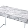 Tigress - Printed Faux Marble Top Writing Desk - White - Image 3