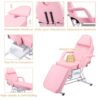 72.8" Massage Salon Tattoo Chair With Two Trays Esthetician Bed With Hydraulic Stool, Multi-Purpose 3-Section Facial Bed Table, Adjustable Beauty Barber Spa Beauty Equipment - Pink - Image 3