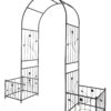Metal Garden Arch With Two Plant Stands Wide High Climbing Plants Support Rose Arch Outdoor - Black - Image 14