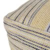 Western - Handcrafted Fabric Pouf, Durable - Natural / Blue - Image 5