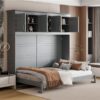 Queen Size Murphy Wall Bed With Top Cabinets & Wine Rack - Gray - Image 21