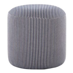 Round Pouf Knitted Blue / White