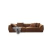Nordic Modern Sofa With Detachable Pillowcase, French Velvet Fabric, Solid Wood Frame, High Density Sponge Filling - Camel - Image 14