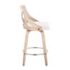 Charlotte - Farmhouse Fixed Height Counter Stool With Swivel Round Chrome Footrest (Set of 2) - White Washed / Cream - Image 3