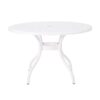 Tranquilius - Outdoor Round Dining Table With Lattice Tabletop, Umbrella Hole And Curved Legs - White - Image 4